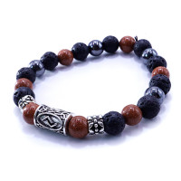 Браслет с руной Йера Авантюрин Лава Гематит ИСПОЛНЕНИЕ ЖЕЛАНИЙ, ОБРЕТЕНИЕ СЧАСТЬЯ  8мм