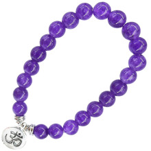 BX083 Браслет с подвеской на Просветление (Ом) камень,8мм