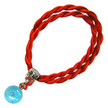 Браслет красный витой с камнем Туркенит 8мм,цвет сереб, металл, текстиль