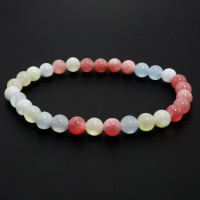 Браслет каменный Лунный камень, Берилл и Розовый кварц символ любви и верности 6мм