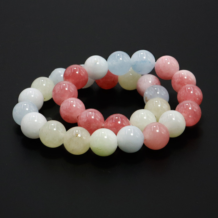 Браслет каменный Лунный камень, Берилл и Розовый кварц символ любви и верности 6мм