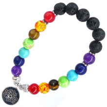 BX084 Браслет с подвеской на Гармонию (Лотос) камень,8мм