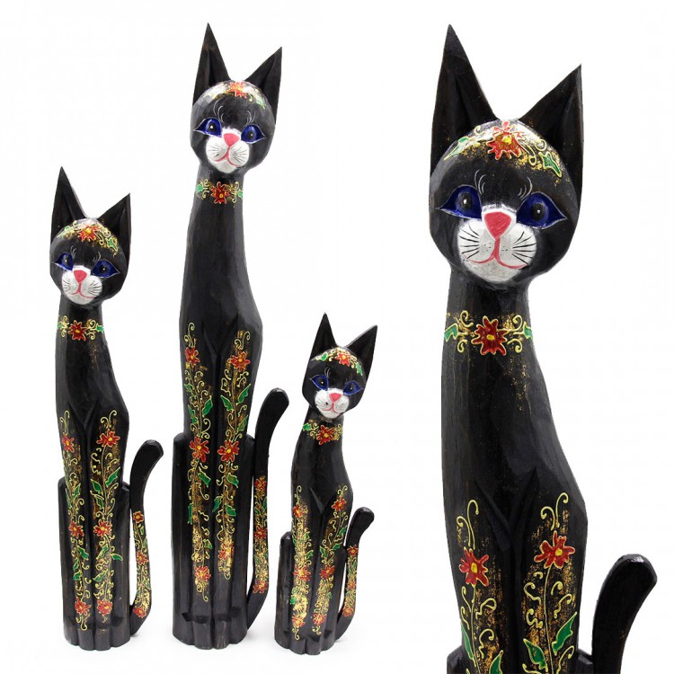 Статуэтки Набор Чёрные кошки в траве
