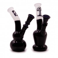 Бонг  Black MUSHROOM Цветное стекло c напылением рисунок Грибы d-2см L-12см Индия