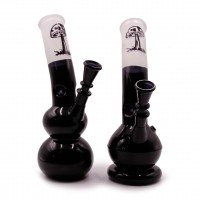 Бонг  Black MUSHROOM Цветное стекло c напылением рисунок Грибы d-2см L-12см Индия