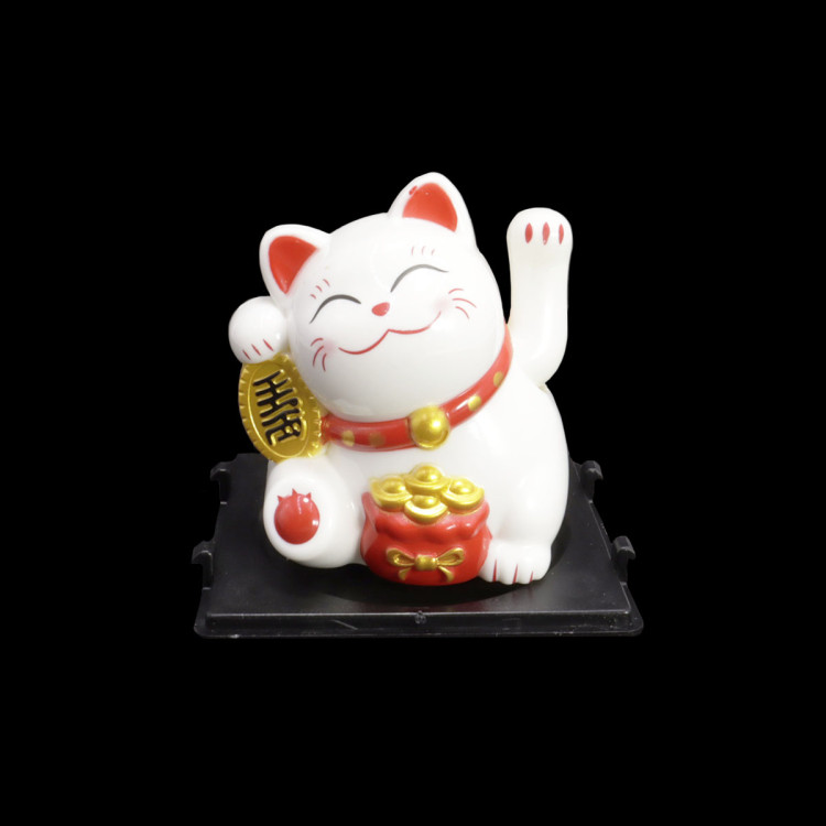 Манеки Неко  оберег на процветание Манящий кот белый 5см