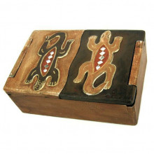 Шкатулка двустворчатая Ящерицы 18х12см дерево Шкатулка двустворчатая Ящерицы 18х12см дерево