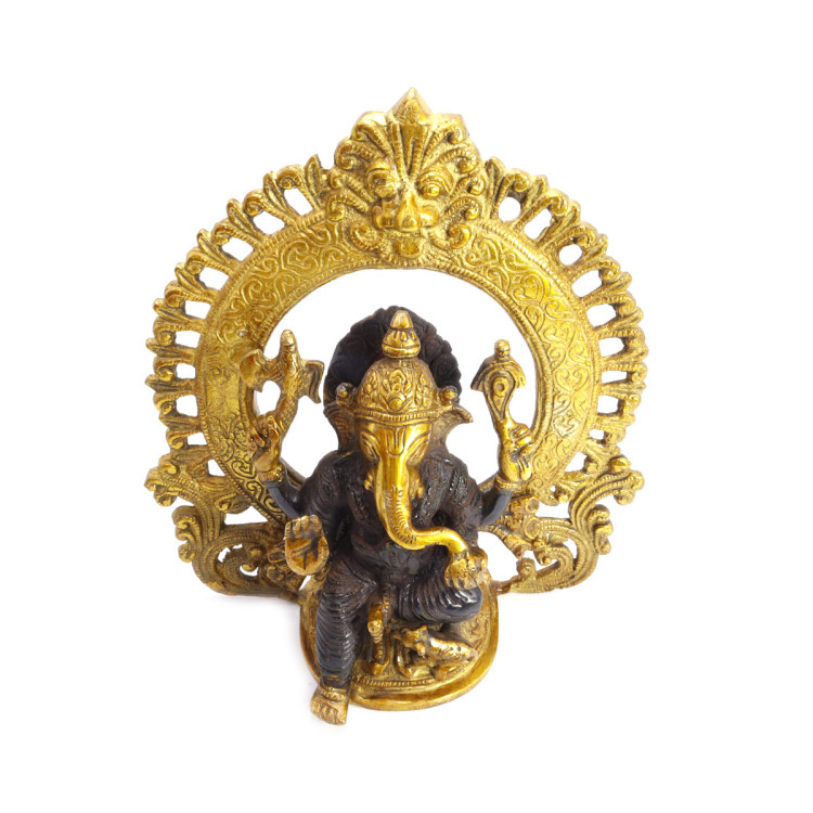 Ганеш в арке  благославляющий на процветание и удачу бронза 22см-21см 2,497кг