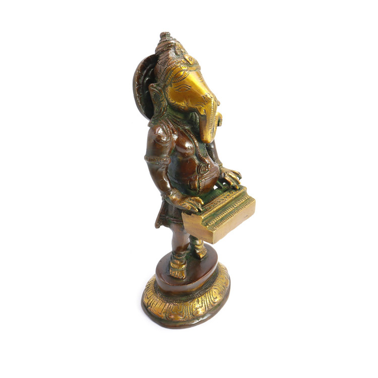 Ганеш Music дарующий счастье и удачу Red-Gold бронза h-21см L-9см 1,884кг