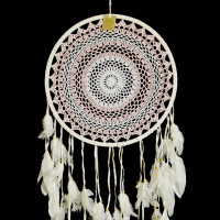 Ловец снов оберег бело-розовый притягивает нужных людей, налаживает отношения d-42см-100см