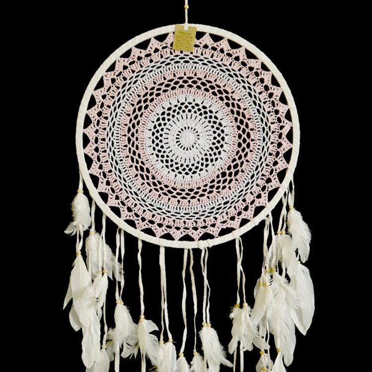 Ловец снов оберег бело-розовый притягивает нужных людей, налаживает отношения d-42см-100см