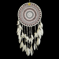 Ловец снов оберег бело-розовый притягивает нужных людей, налаживает отношения d-42см-100см