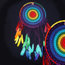 Ловец снов оберег - Счастье в дом Радуга Макраме d-40см-120см Ловец снов оберег - Счастье в дом Радуга Макраме d-40см-120см