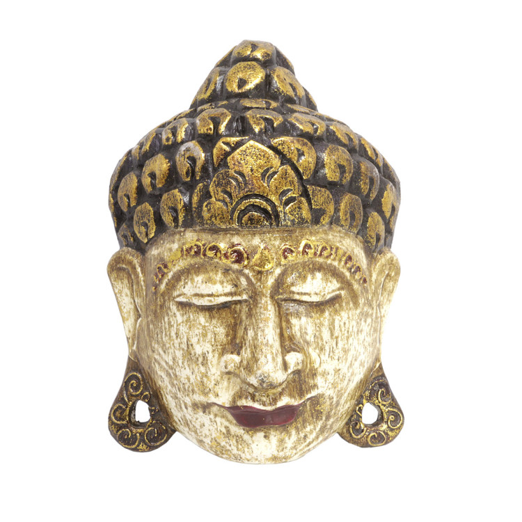 Маска настенная Будда белая 20см - дарует мудрость, защиту, исцеление и благополучие дерево Албезия