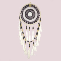 Ловушка снов оберег черно-белая, зеркалит негатив, привлекает энергии удачи d-33см h-85см