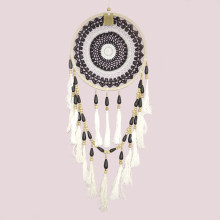 Ловушка снов оберег черно-белая, зеркалит негатив, привлекает энергии удачи d-33см h-85см