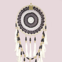 Ловушка снов оберег черно-белая, зеркалит негатив, привлекает энергии удачи d-33см h-85см