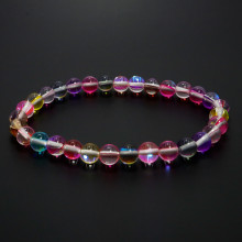 Браслет каменный Опал разноцветный способен даровать зеркальную защиту и привлечь позитив 6мм