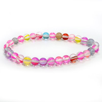 Браслет каменный Опал разноцветный способен даровать зеркальную защиту и привлечь позитив 6мм