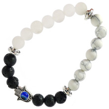 BX Браслет с подвеской от сглаза (Хамса), камень,8мм