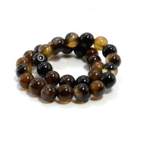Браслет из камня Черный кофе агат 6мм защита от дурного глаза порчи и соперниц