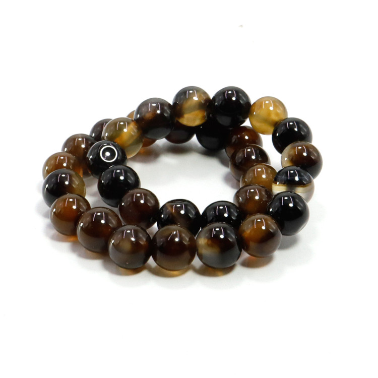Браслет из камня Черный кофе агат 6мм защита от дурного глаза порчи и соперниц