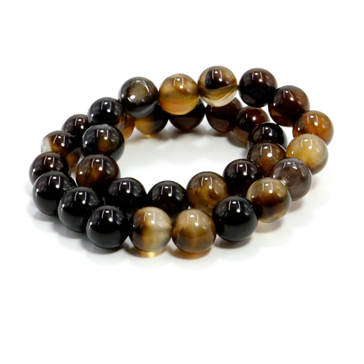 Браслет из камня Черный кофе агат 6мм защита от дурного глаза порчи и соперниц