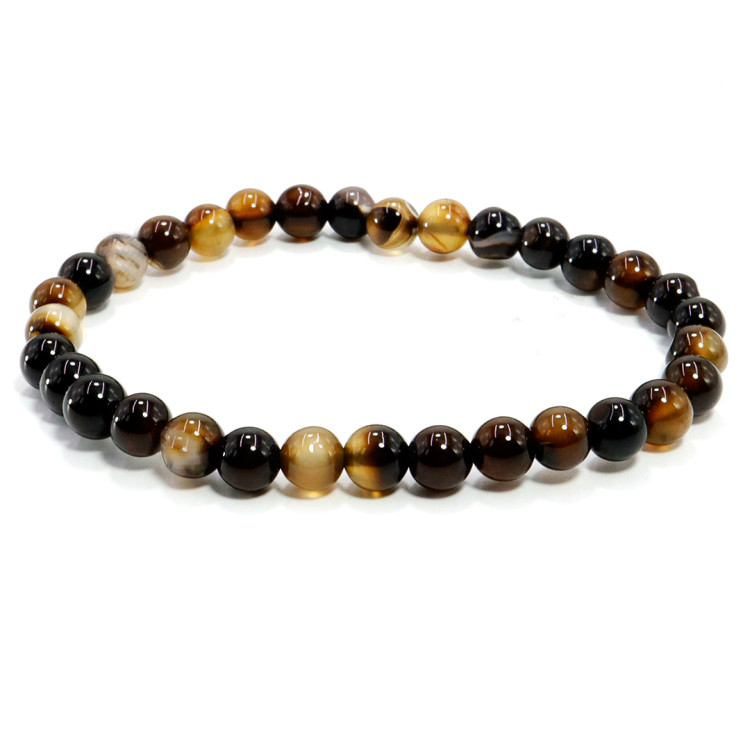 Браслет из камня Черный кофе агат 6мм защита от дурного глаза порчи и соперниц