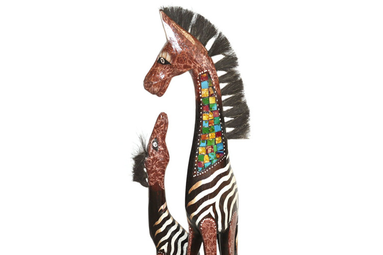 Фигурка из дерева Пара Зебр символ семейного счастья и удачи Албезия 70cm