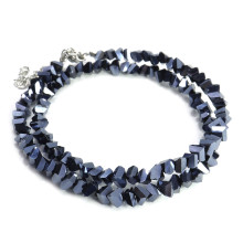 Набор бусы и браслет из Алмазной крошки синего цвета