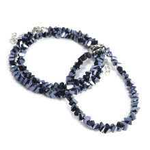 Набор бусы и браслет из Алмазной крошки синего цвета