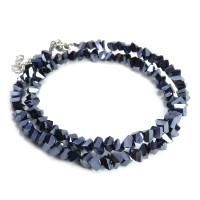 Набор бусы и браслет из Алмазной крошки синего цвета