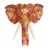 Сувенир из дерева RED Маска Голова Слона 25см Албезия Антик