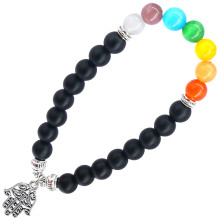 BX090 Браслет с подвеской на Защиту от сглаза (Хамса) камень,8мм