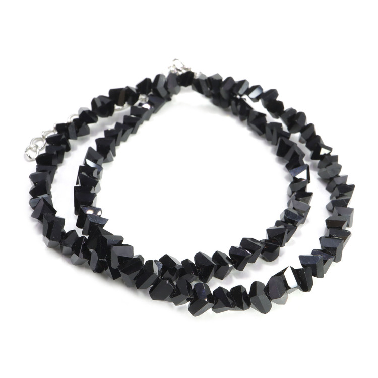 Набор бусы и браслет из Алмазной крошки черного цвета