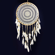 Ловушка снов белая оберег притягивает энергии cчастье и удачи в дом Макраме d-42см-100см Ловушка снов белая оберег притягивает энергии cчастье и удачи в дом Макраме d-42см-100см