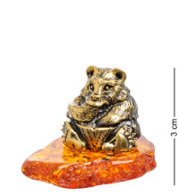 Фигурка "Медведь с медом" (латунь, янтарь)