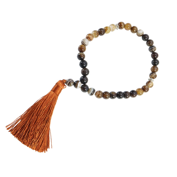 Четки 33 бусины Коричневый кофе АГАТ Натуральный камень