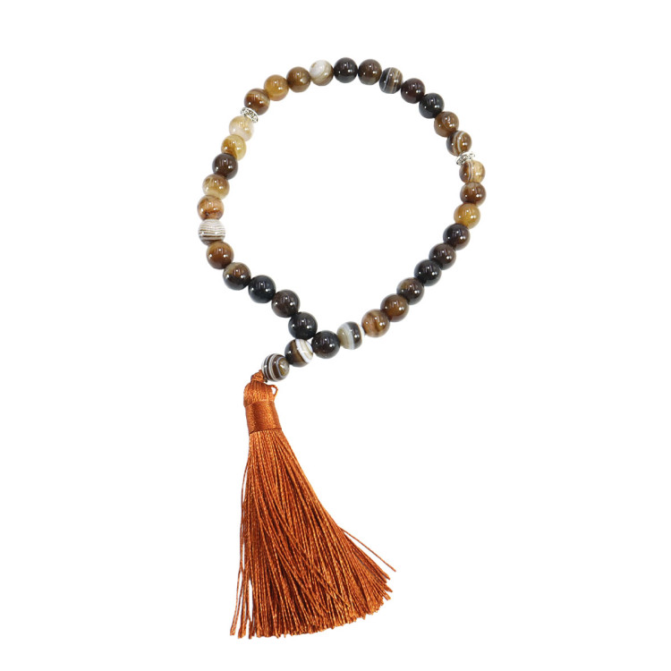 Четки 33 бусины Коричневый кофе АГАТ Натуральный камень