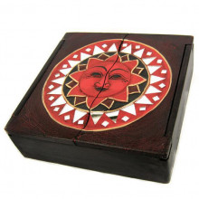 Шкатулка двустворчатая Солнце 20х20х6см дерево Шкатулка двустворчатая Солнце 20х20х6см дерево