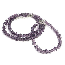 Набор бусы и браслет из Алмазной крошки фиолетового цвета