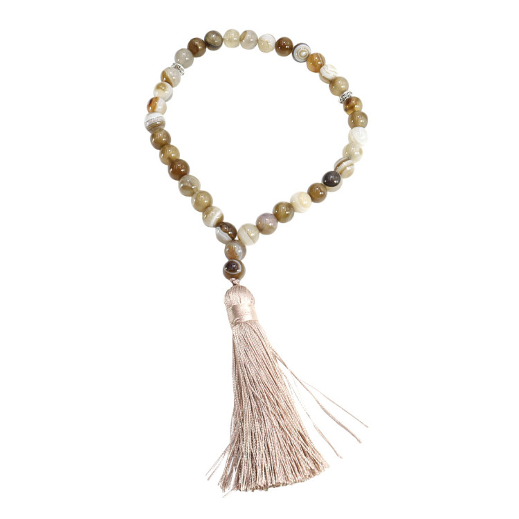 Четки 33 бусины Серый агат Натуральный камень10мм