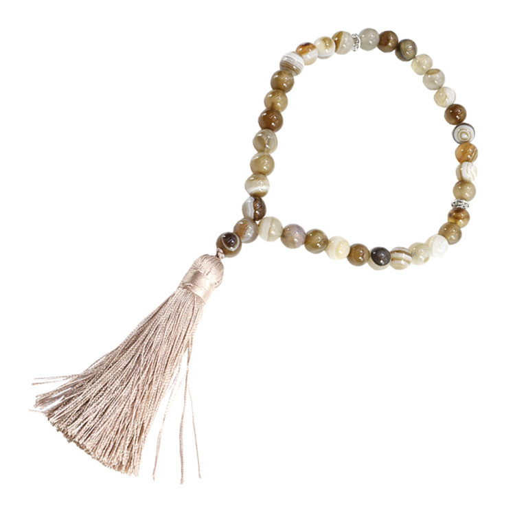 Четки 33 бусины Серый агат Натуральный камень10мм