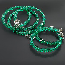 Набор бусы и браслет из Алмазной крошки изумрудно-зеленого цвета Набор бусы и браслет из Алмазной крошки изумрудно-зеленого цвета