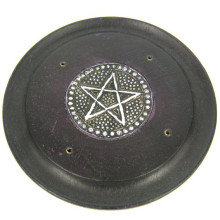 5 Подставка под благовония круглая Пентаграмма 12см, дерево, металл 5 Подставка под благовония круглая Пентаграмма 12см, дерево, металл