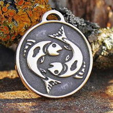 BV04-12 Зодиак № 12, Рыбы, бронза, Д-26мм, 26*29мм (ЗЗ 012)