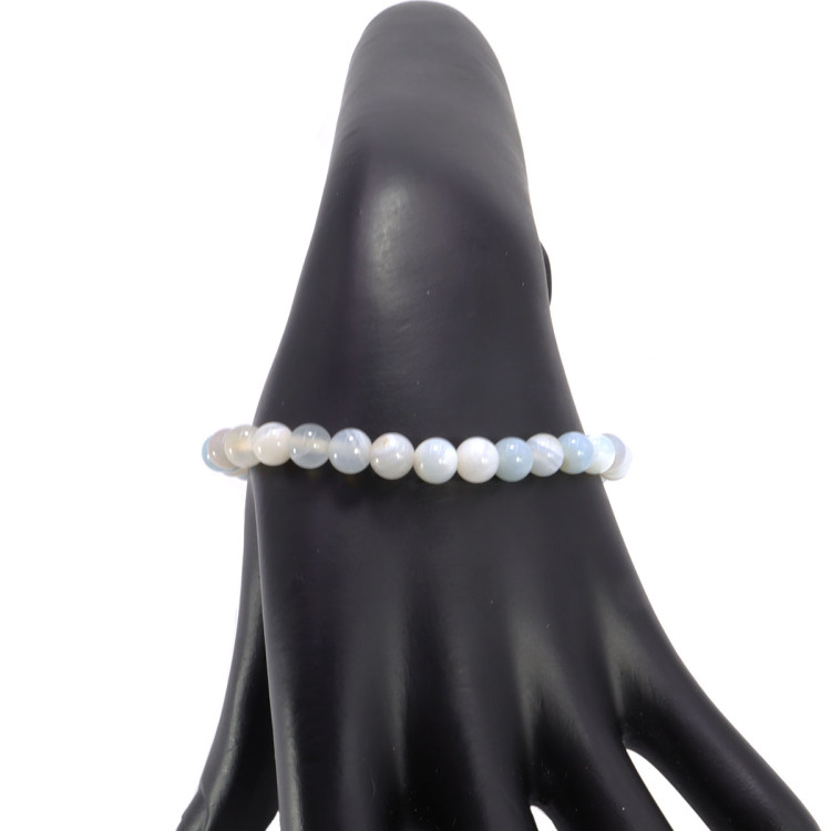 Браслет каменный Голубой агат - карьерный рост налаживание связей удачные сделки 6мм