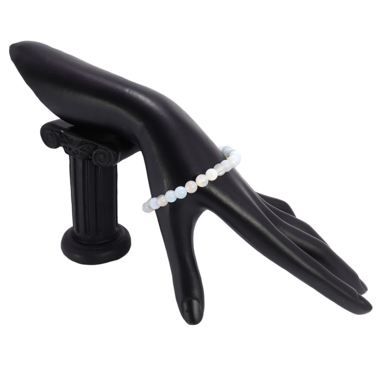 Браслет каменный Голубой агат - карьерный рост налаживание связей удачные сделки 6мм