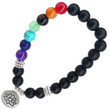 BX096 Браслет с подвеской на Гармонию (Лотос) камень,8мм