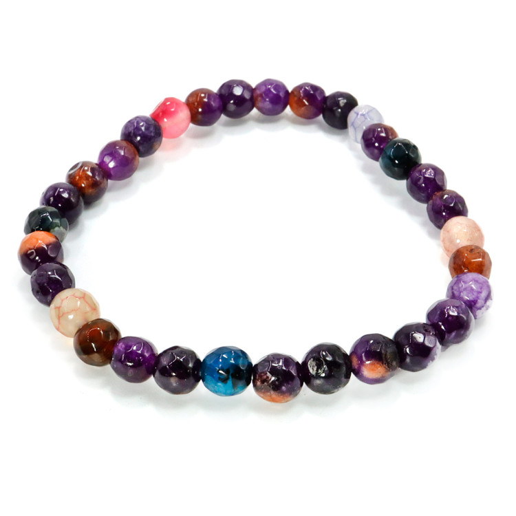 Браслет из камня Фиолетовый агат с огранкой привлечение счастья и исполнения желаний